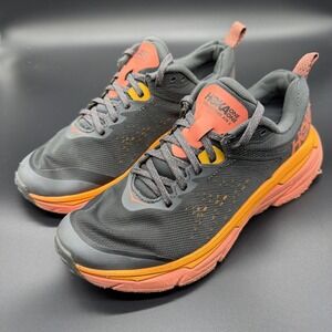 Hoka One Women's Challenger ATR 6 Wide Gray and Orange Running Sneakers Size 7B‎
